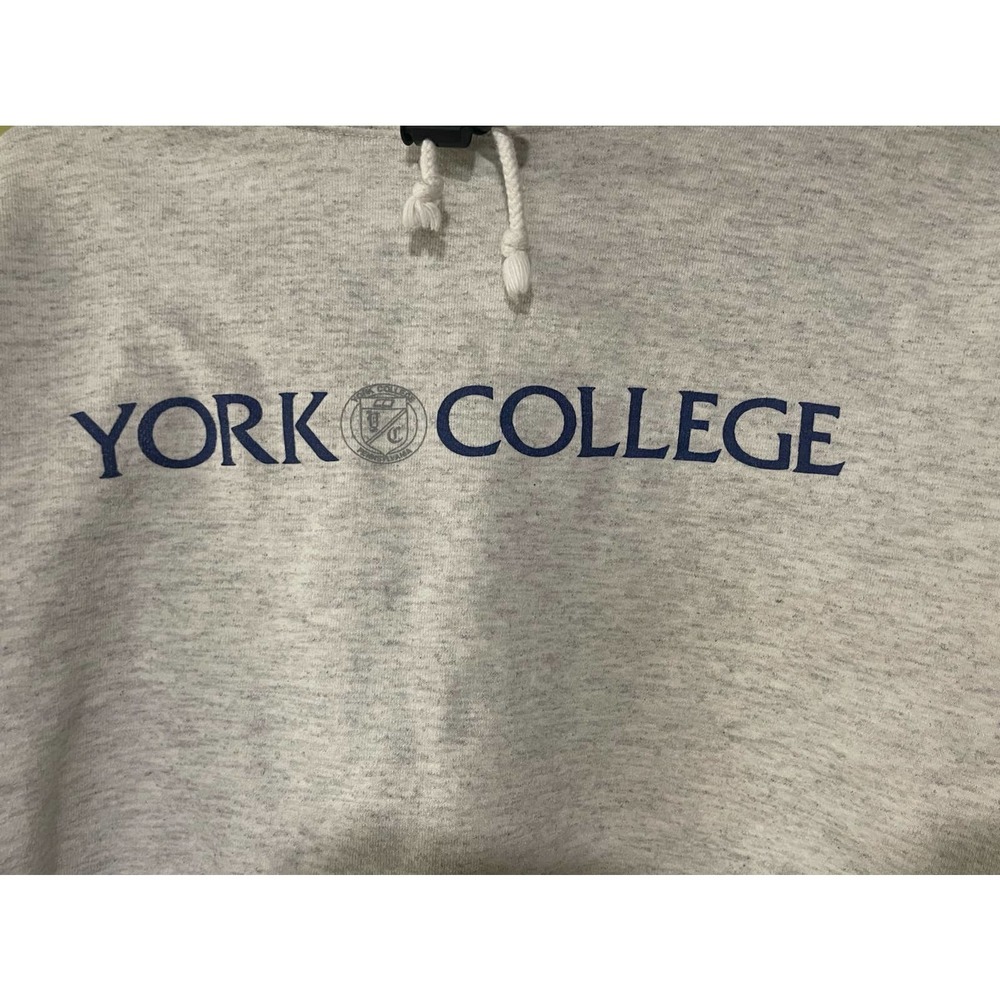 Vintage Cropped York College Gray Sweatshirt Hoodie Womens Medium Half Moon Bay